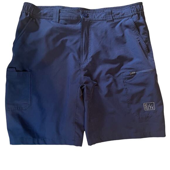 Fintech Submariner Performance Stretch Fishing Outdoor Cargo Shorts Blue Mens XL - Picture 1 of 5